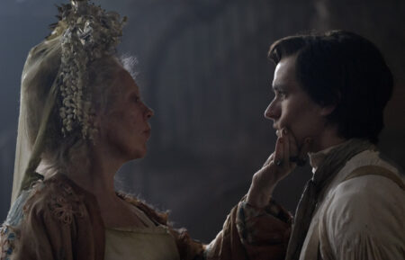 Olivia Colman as Miss Havisham, Fionn Whitehead as Pip in Great Expectations