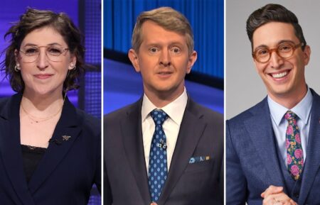 Jeopardy, Mayim Bialik, Ken Jennings and Buzzy Cohen