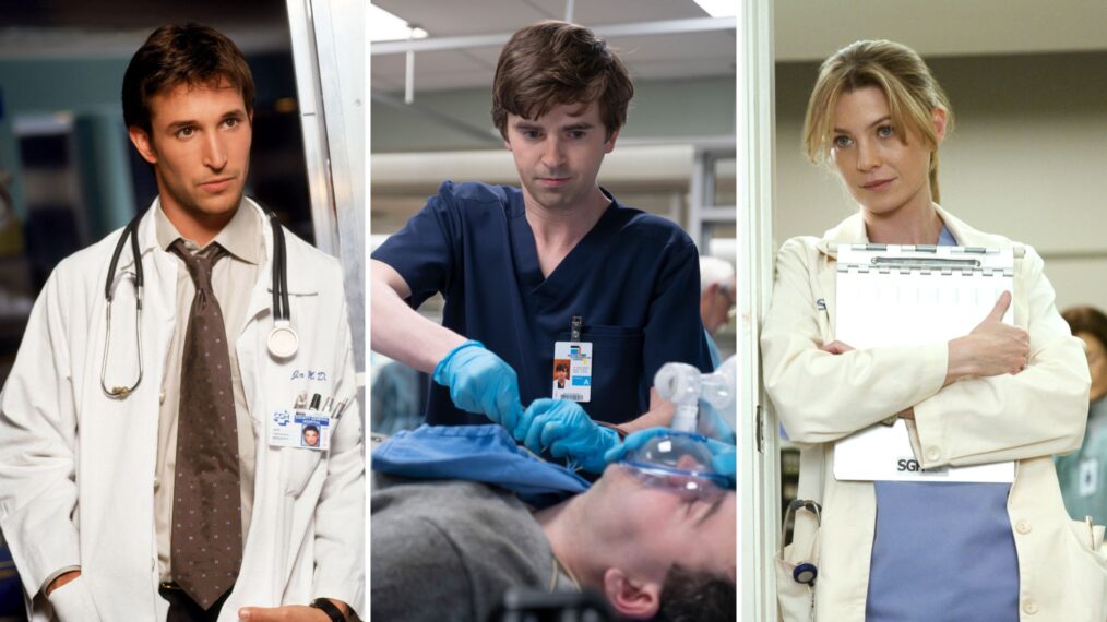 Noah Wyle of 'ER'; Freddie Highmore of 'The Good Doctor'; and Ellen Pompeo of 'Grey's Anatomy'