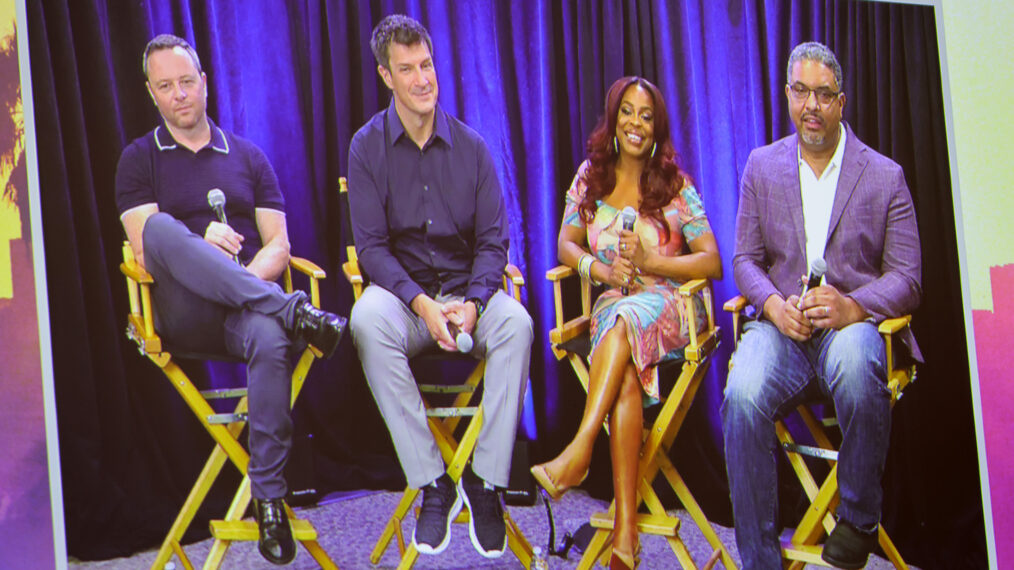 Alexi Hawley, Nathan Fillion, Niecy Nash and Terence Paul Winter appear virtually at Nathan Fillion and Niecy Nash-Betts: ABC's 'The Rookie' and 'The Rookie: Feds' panel during 2022 Comic-Con International: San Diego at San Diego Convention Center on July 21, 2022
