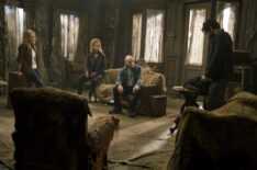 Jeri Ryan as Seven, Michelle Hurd as Raffi, Patrick Stewart as Picard, and Santiago Cabrera as Rios in Star Trek Picard
