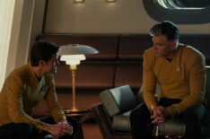 Paul Wesley as James T. Kirk and Anson Mount as Pike in Star Trek Strange New Worlds