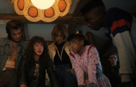 Natalia Dyer, Gaten Matarazzo, Joe Keery, Joseph Quinn, Maya Hawke, Priah Ferguson, Sadie Sink, Caleb McLaughlin in Stranger Things