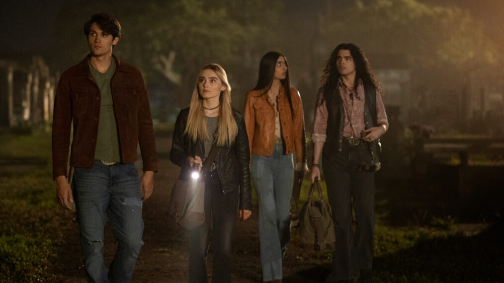 Drake Rodger as John, Meg Donnelly as Mary, Nida Khurshid as Latika and Jojo Fleites as Carlos in The Winchesters