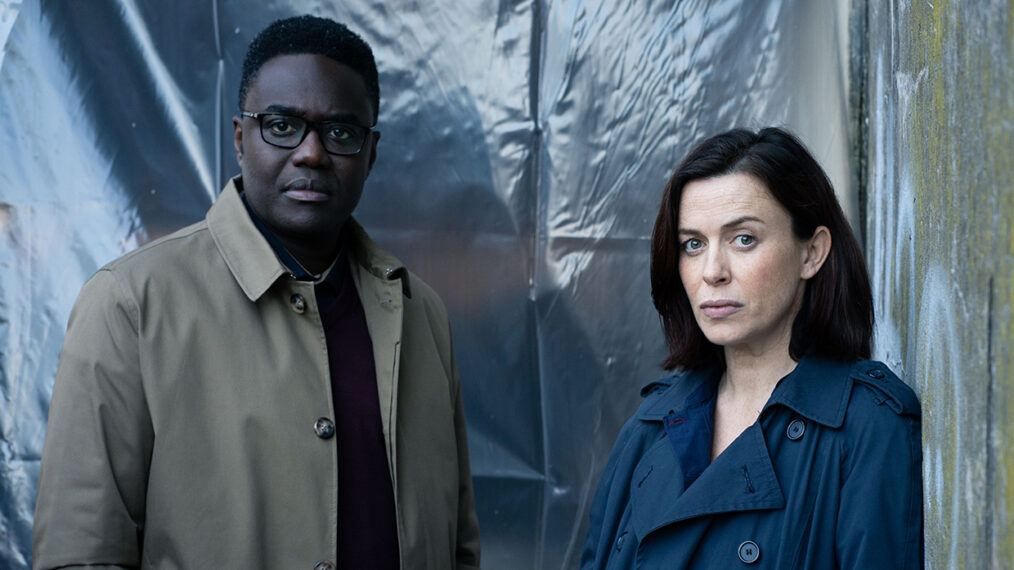 Babou Ceesay as Jackson and Eve Myles as Lola and in We Hunt Together