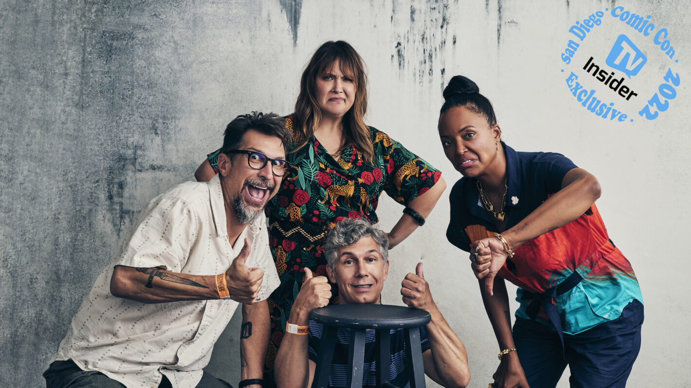 Lucky Yate, Chris Parnell, Amber Nash, and Aisha Tyler of Archer at TV Insider's SDCC 2022 portrait studio