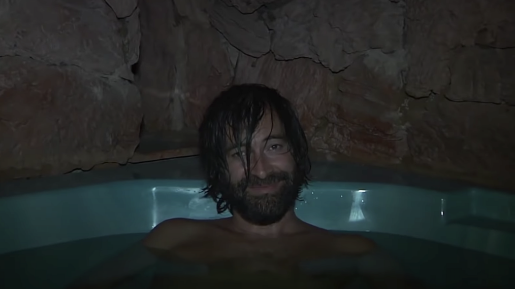 Mark Duplass's character in a hot tub in 