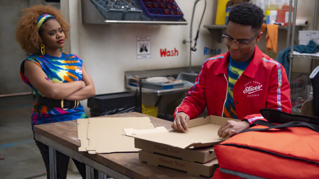 Kourtney and Howie working at Salt Lake Slices.