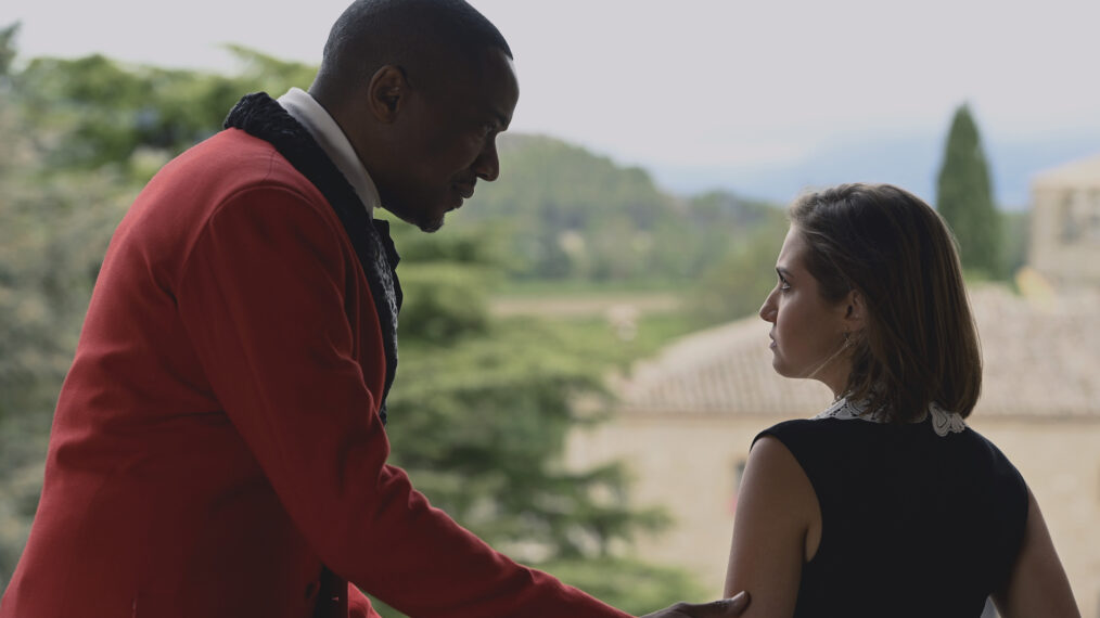 J August Richards as Viktor Dashkov and Mia Mckenna Bruce as Mia Karp in Vampire Academy