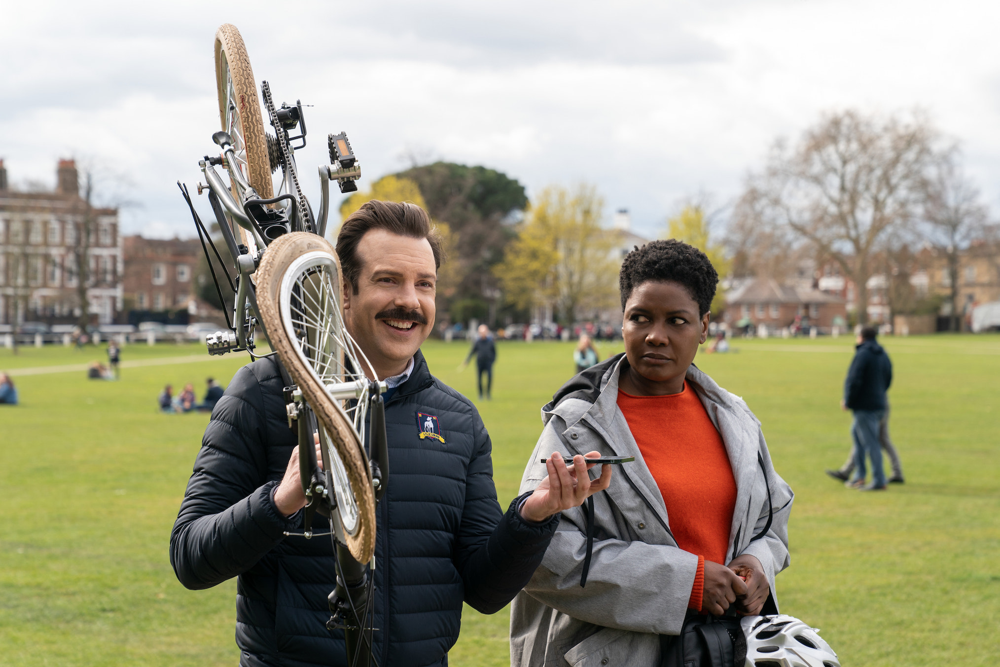 Jason Sudeikis and Sarah Niles in Ted Lasso Season 2