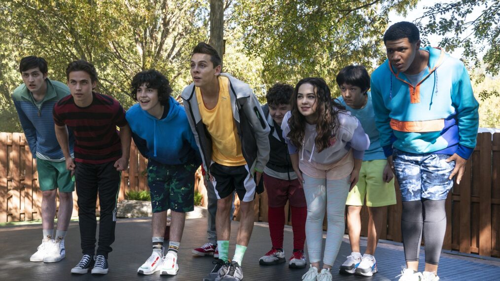 Cobra Kai Season 5 - Gianni DeCenzo as Demetri, Tanner Buchanan as Robby Keene, Griffin Santopietro as Anthony LaRusso, Jacob Bertrand as Eli 'Hawk' Moskowitz, Aedin Mincks as Mitch, Mary Mouser as Samantha LaRusso, Nathaniel Oh as Nate, Khalil Everage as Chris in Cobra Kai