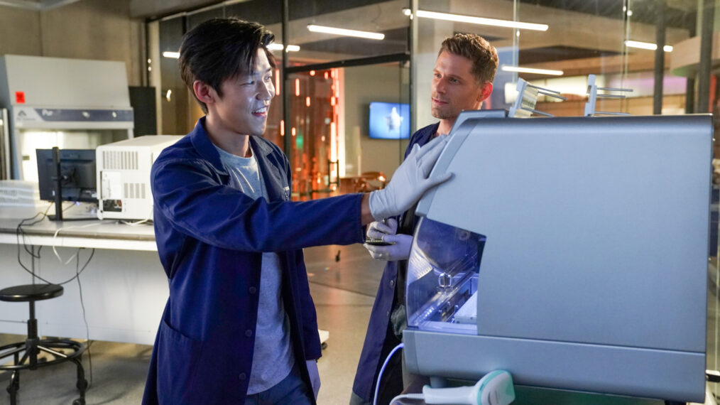 Jay Lee as Chris Park and Matt Lauria as Josh Folsom in CSI: Vegas