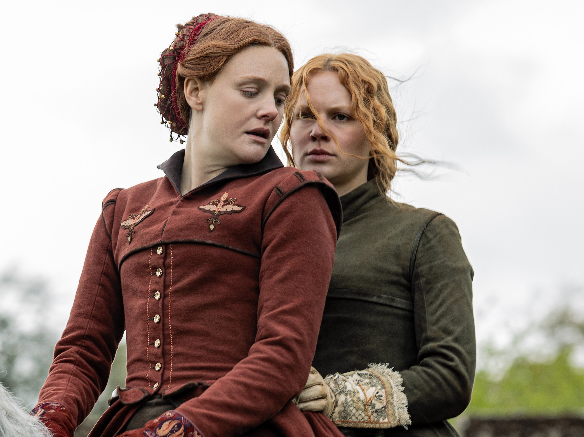 Alicia von Rittberg and Romola Garai in Becoming Elizabeth Season 1 finale