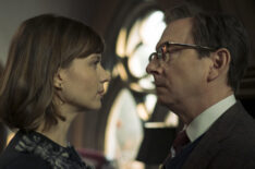 Katja Herbers as Kristen Bouchard and Michael Emerson as Leland Townsend in Evil