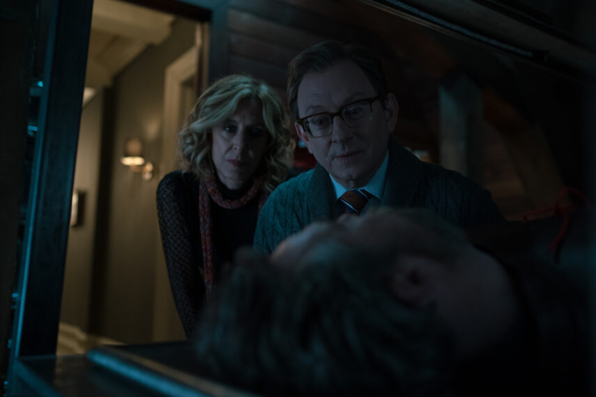 Christine Lahti as Sheryl Luria, Michael Emerson as Leland Townsend, and Patrick Brammall as Andy Bouchard in Evil