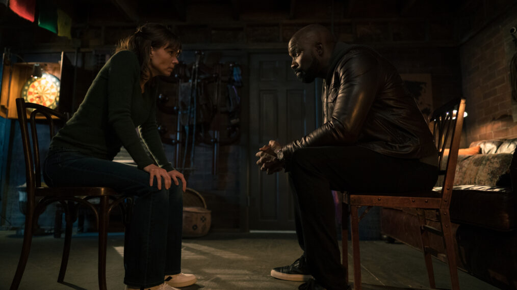 Katja Herbers as Kristen Bouchard and Mike Colter as David Acosta in Evil - 'The Demon of Parenthood'