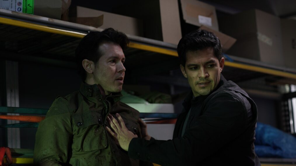 Jon Seda and Nicholas Gonzalez in La Brea - Season 2