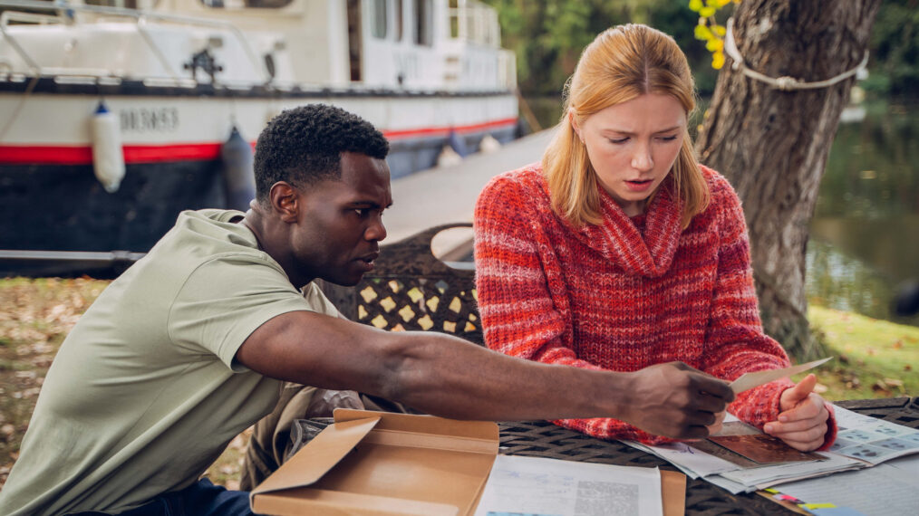 Victor Alli as Owen Jones, Alyth Ross as Laura Yeats in Last Light