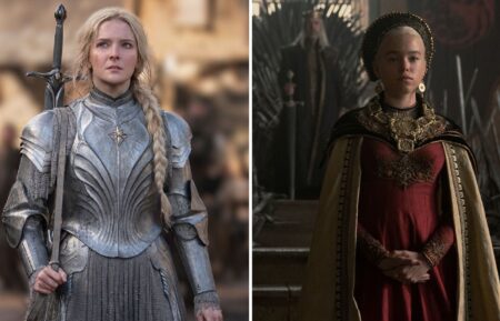 Morfydd Clark as Galadriel in 'The Lord of the Rings: The Rings of Power' (L); Milly Alcock as Rhaenyra Targaryen in 'House of the Dragon' (R)