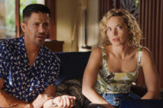 Jay Hernandez as Thomas Magnum and Perdita Weeks as Juliet Higgins in Magnum PI