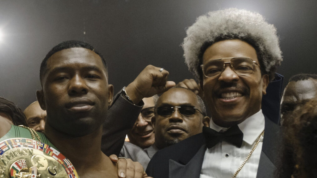 Trevante Rhodes as Mike Tyson and Russell Hornsby as Don King in Hulu's 'Mike'