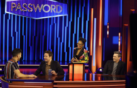 Jimmy Fallon, host Keke Palmer, and Jon Hamm in Password