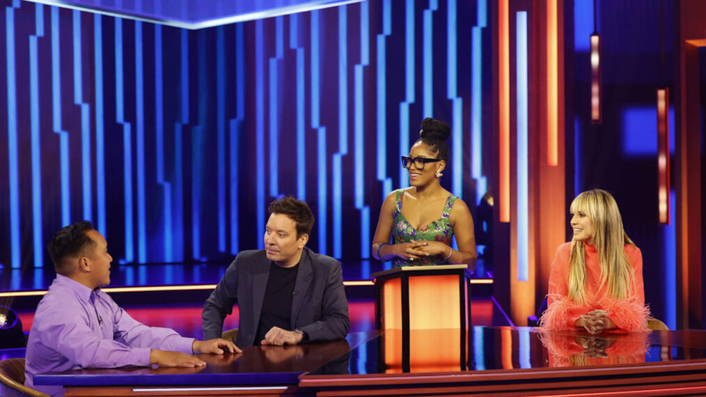 Jimmy Fallon, host Keke Palmer, and Heidi Klum in Password