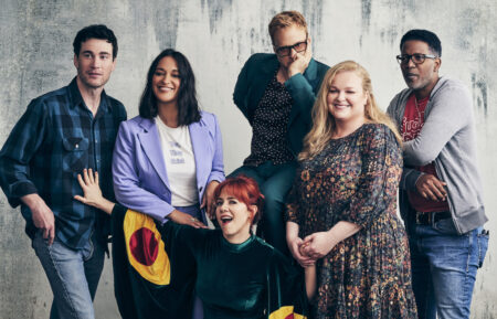 The Cast of Resident Alien at San Diego Comic-Con - Levi Fiehler, Sara Tomko, Alice Wetterlund, Alan Tudyk, Elizabeth Bowen, Corey Reynolds