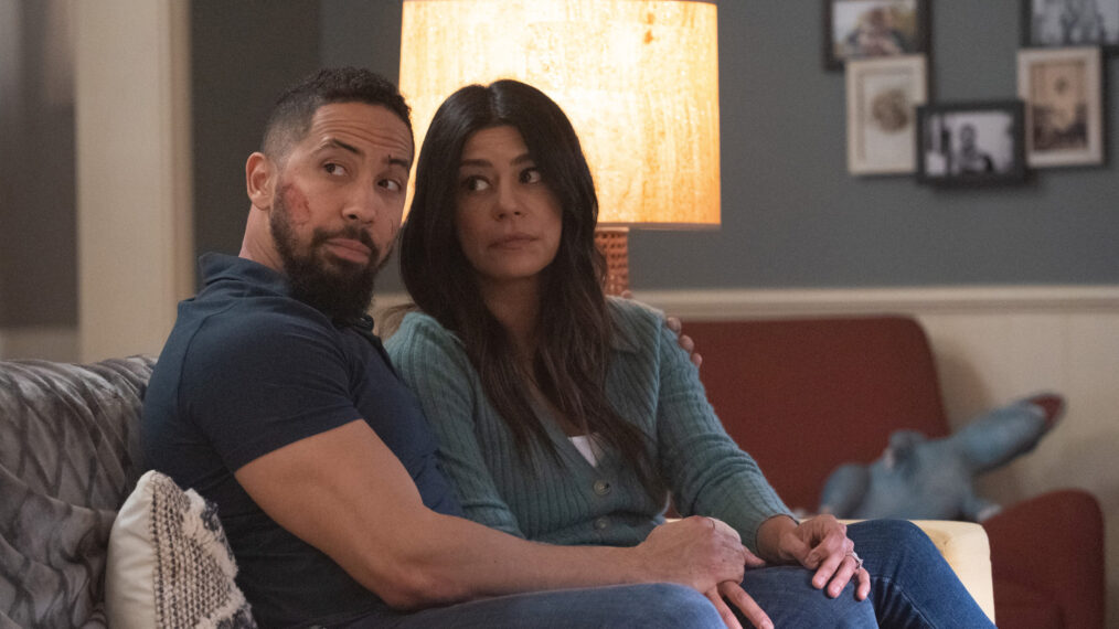 Neil Brown Jr. as Ray Perry and Parisa Fakhri as Naima Perry in SEAL Team