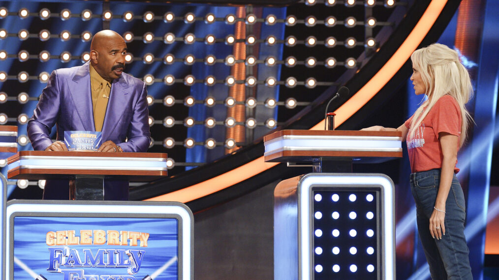 Steve Harvey and Kristin Chenoweth on Family Feud