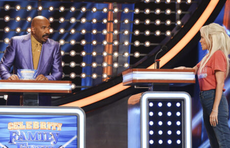 Steve Harvey and Kristin Chenoweth on Family Feud