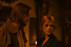 Matt Barr as Hoyt Rawlins and Katherine McNamara as Abby Walker in Walker Independence on The CW