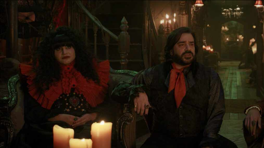 Matt Berry and Natasia Demetriou in What We Do in the Shadows
