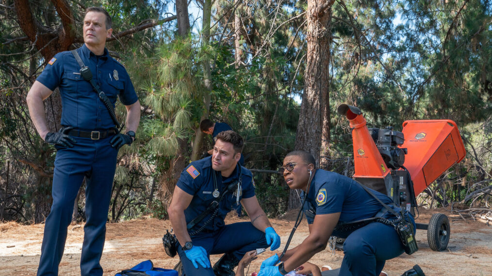 Peter Krause, Ryan Guzman and Aishia Hinds in 9-1-1
