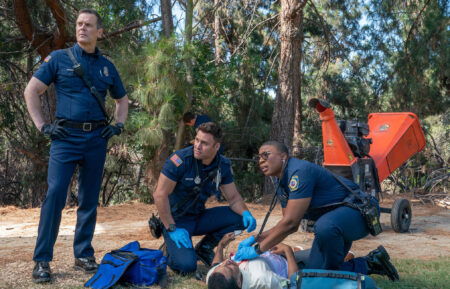 Peter Krause, Ryan Guzman and Aishia Hinds in 9-1-1