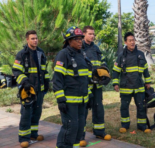 Ryan Guzman, Aisha Hinds, Oliver Stark and Kenneth Choi in 9-1-1