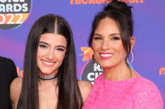 Charli D'Amelio, and Heidi D’Amelio attend the Nickelodeon's Kids' Choice Awards 2022 at Barker Hangar on April 09, 2022 in Santa Monica, California