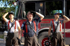 Miranda Rae Mayo as Stella Kidd, Christian Stolte as Mouch, Alberto Rosende as Blake Gallo in Chicago Fire - Season 11, 'Hold on Tight'