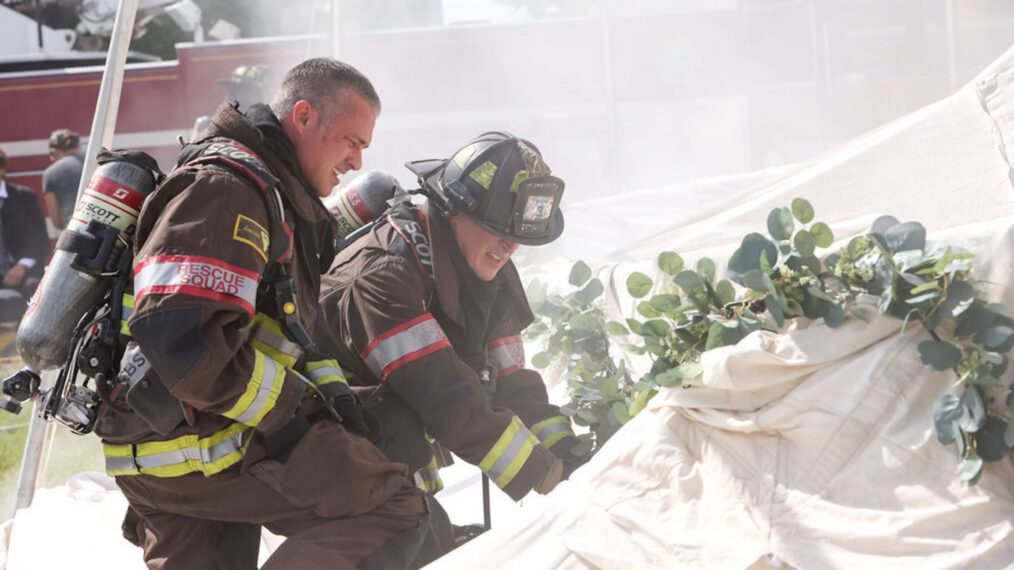 Taylor Kinney as Kelly Severide, Randy Flagler as Capp in Chicago Fire