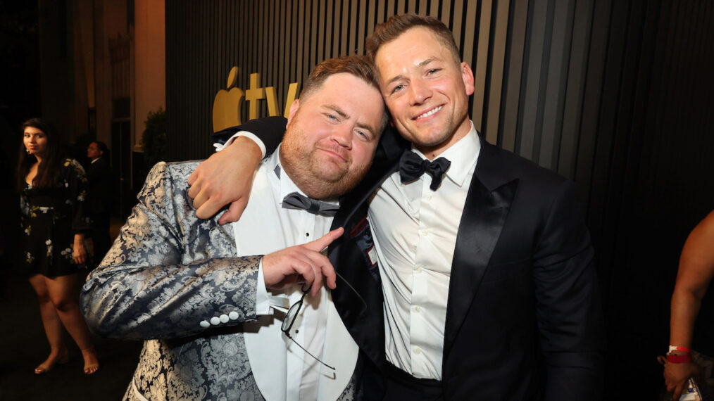 Paul Walter Hauser and Taron Egerton attend the Apple TV+ 2022 Primetime Emmy Reception