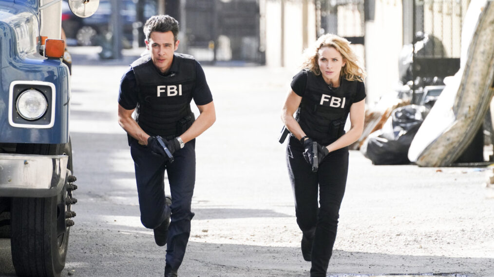 John Boyd as Special Agent Stuart Scola and Shantel VanSanten as Nina Chase in FBI