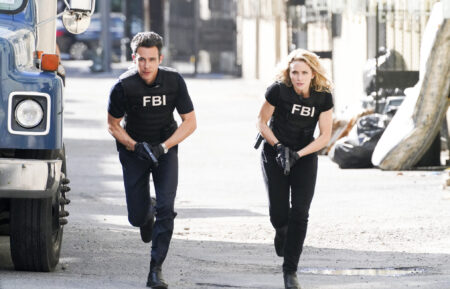 John Boyd as Special Agent Stuart Scola and Shantel VanSanten as Nina Chase in FBI