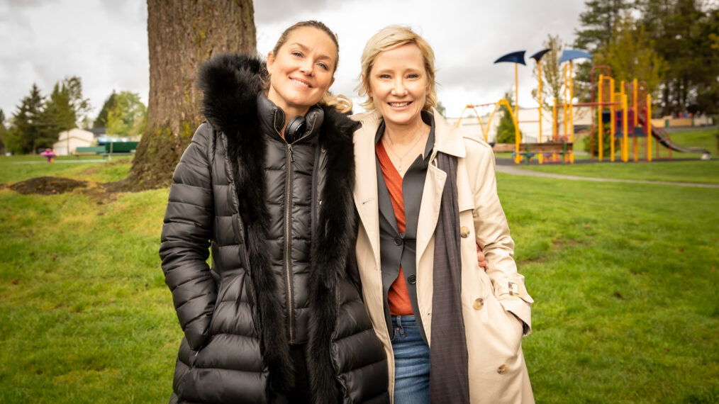 Elisabeth Röhm and Anne Heche on set of Lifetime's 'Girl in Room 13'