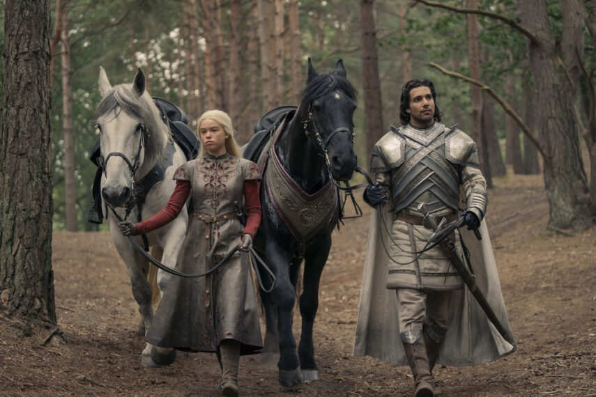 la casa del dragón, milly alcock como rhaenyra, fabien frankel como criston cole