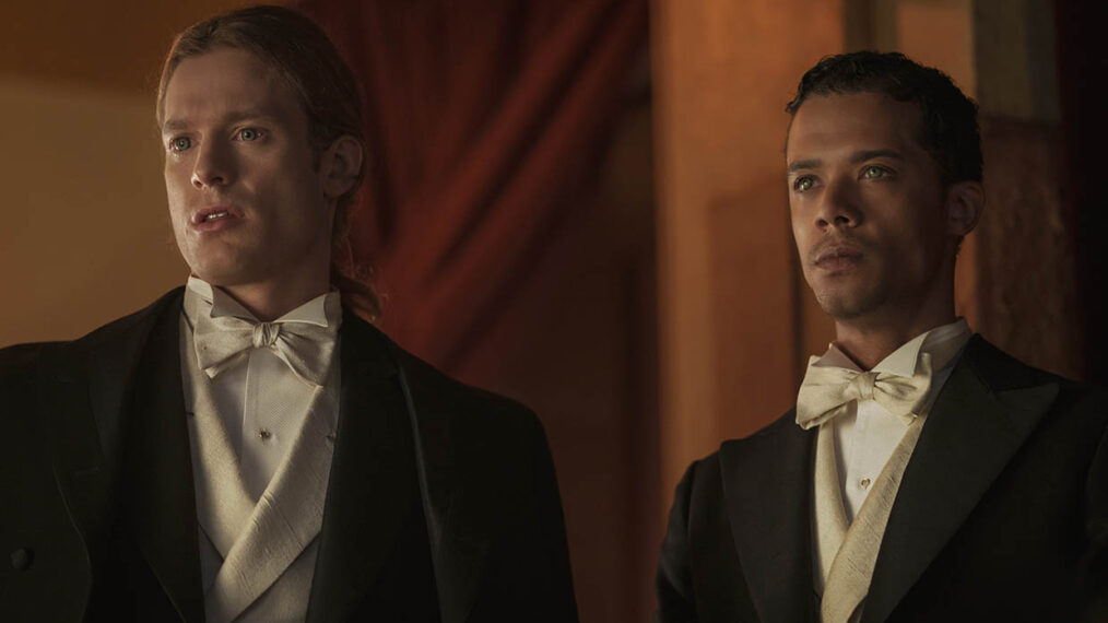 Sam Reid as Lestat Du Lioncourt and Jacob Anderson as Louis De Pointe Du Lac in Interview with the Vampire