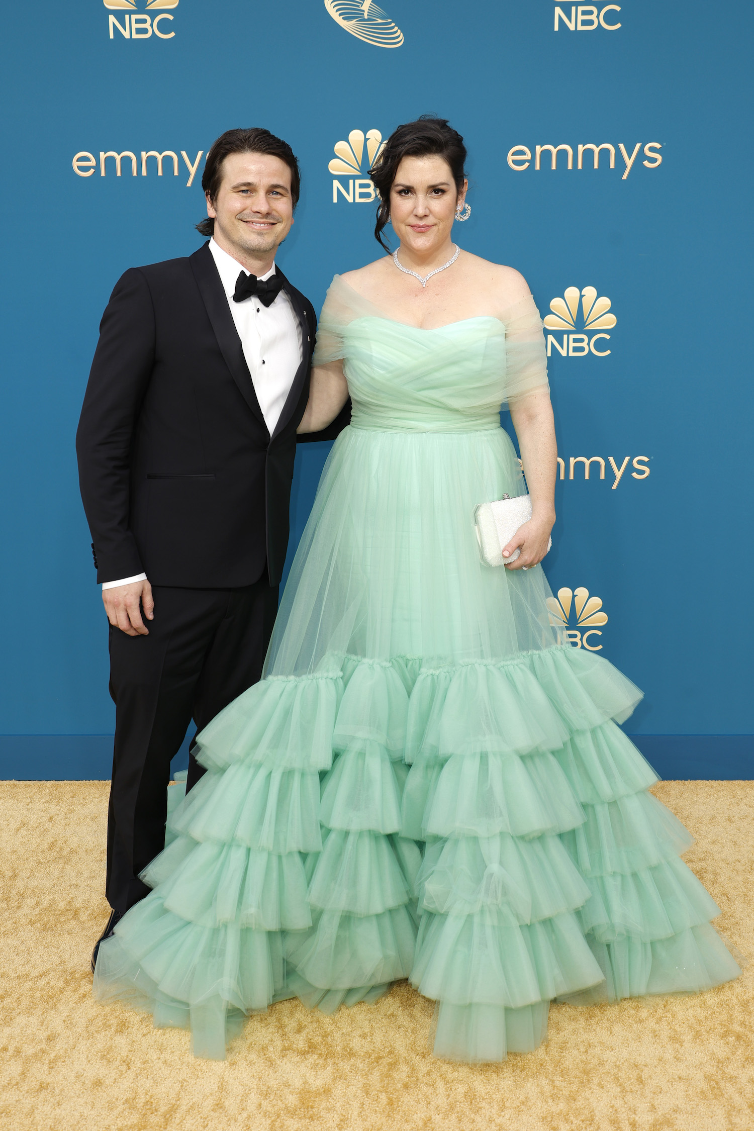 Jason Ritter and Melanie Lynskey at Emmys 2022