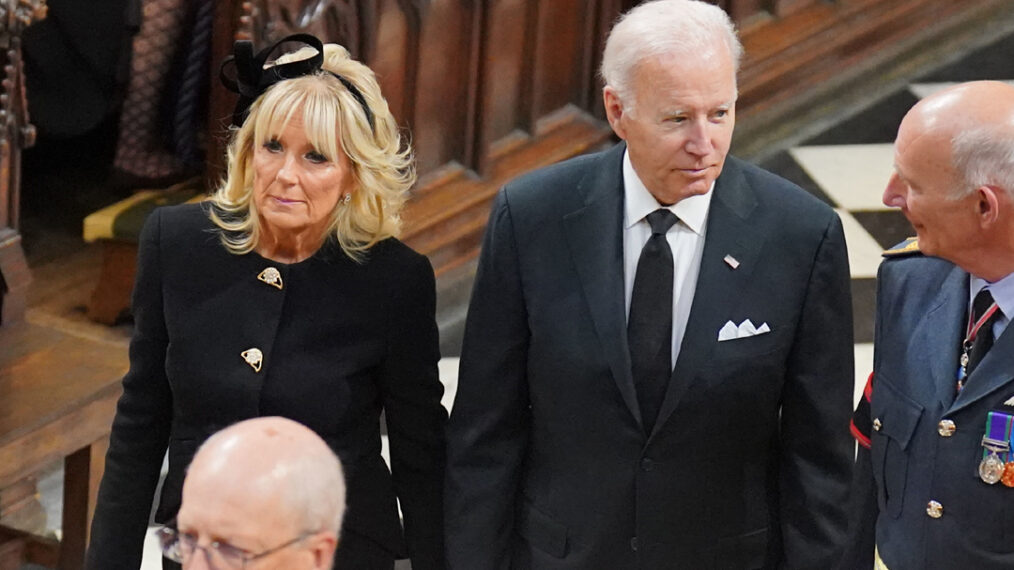Jill Biden and Joe Biden at the funeral of Queen Elizabeth II