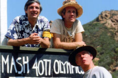 Alan Alda as Hawkeye, Mike Farrell as B.J., and Harry Morgan as Col. Potter in a scene from 'M*A*S*H'