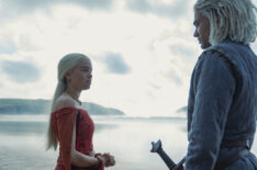 Milly Alcock as Rhaenyra Targaryen, Theo Nate as Laenor Velaryon - Episode 5 of House of the Dragon