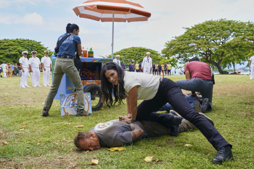 Cher Alvarez as Bam Bam and Katrina Law as Jessica Knight in NCIS Hawai'i